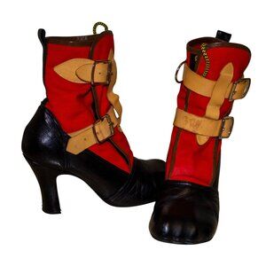 RARE Vintage Vivienne Westwood Bondage Boots Red/Black Size UK 8 S/S 2002